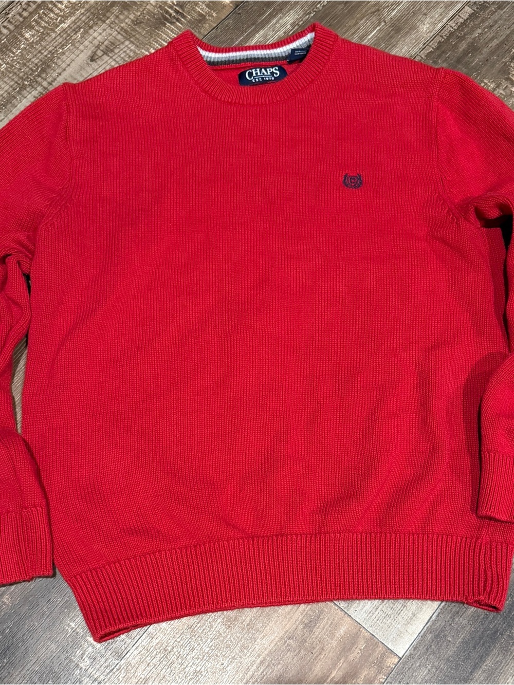 Chaps Red Crewneck Sweater Men’s Medium Embroidered Logo